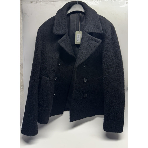NEW WITH TAG Allsaints Eds Wool-Blend Peacoat Men's Black 44 Retail $589